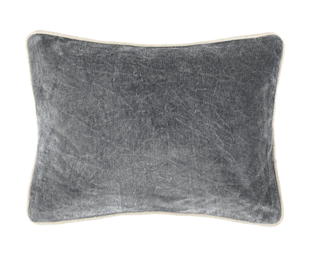 Heirloom Velvet Pillow- Stone Gray