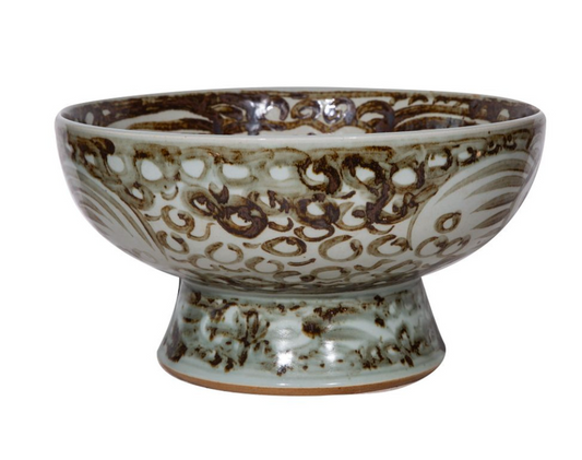 Rusty Brown Sea Flower Serving Bowl