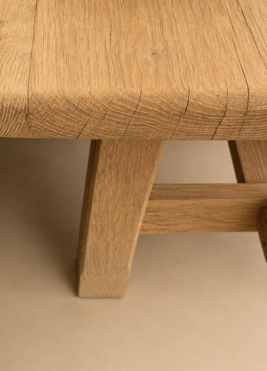 French Antique Bleached Oak Farmhouse Dining Table