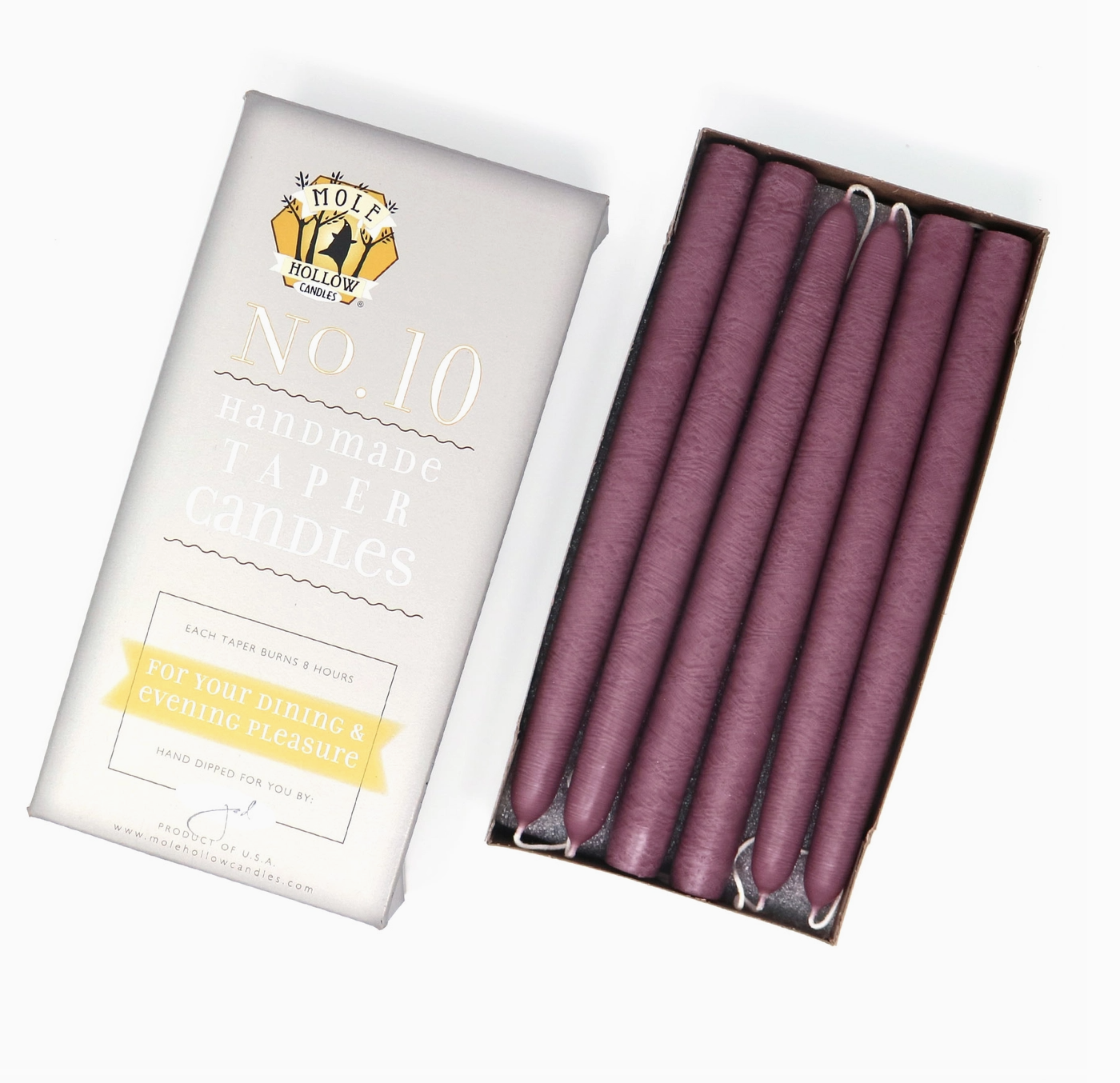 Hand Dipped Unscented Taper Candles