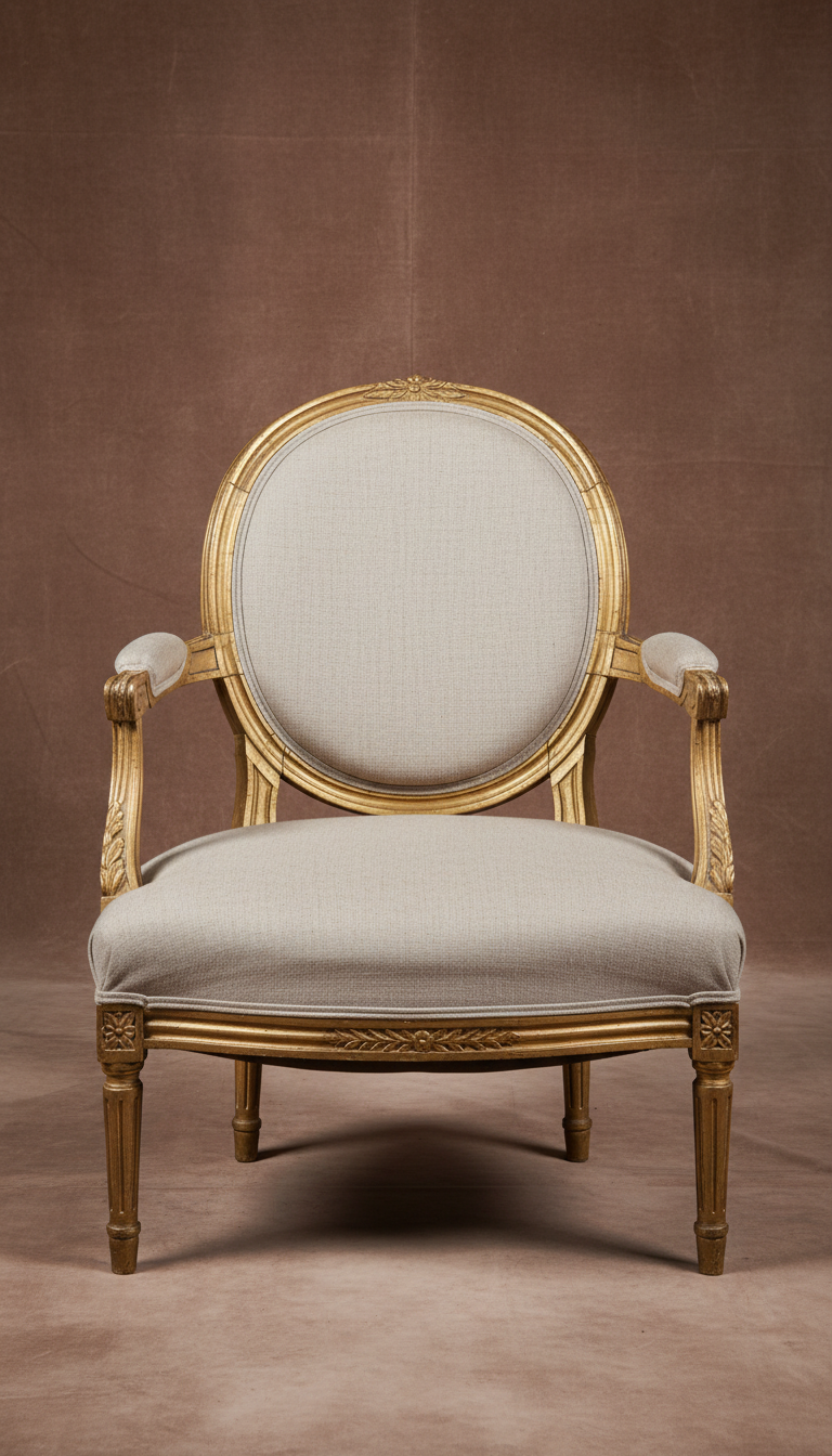 Louis XVI Giltwood Fauteuil Armchair