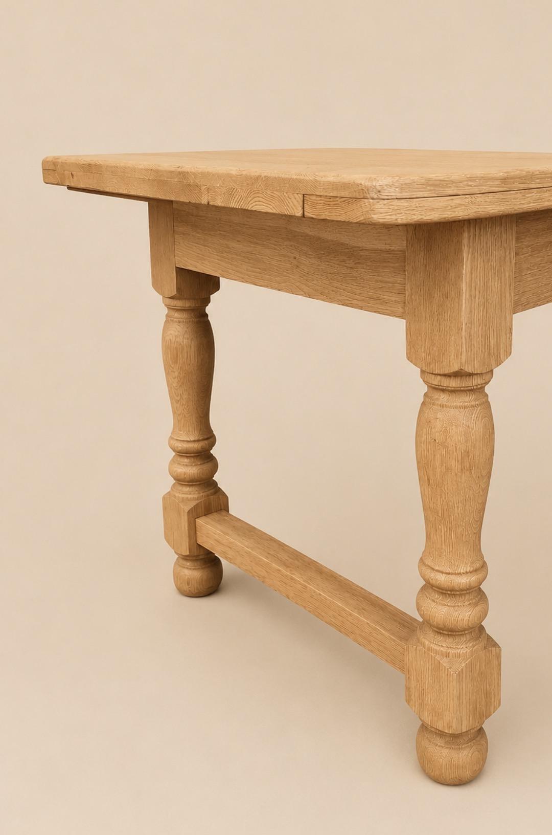 French Antique Bleached Oak Farmhouse Dining Table