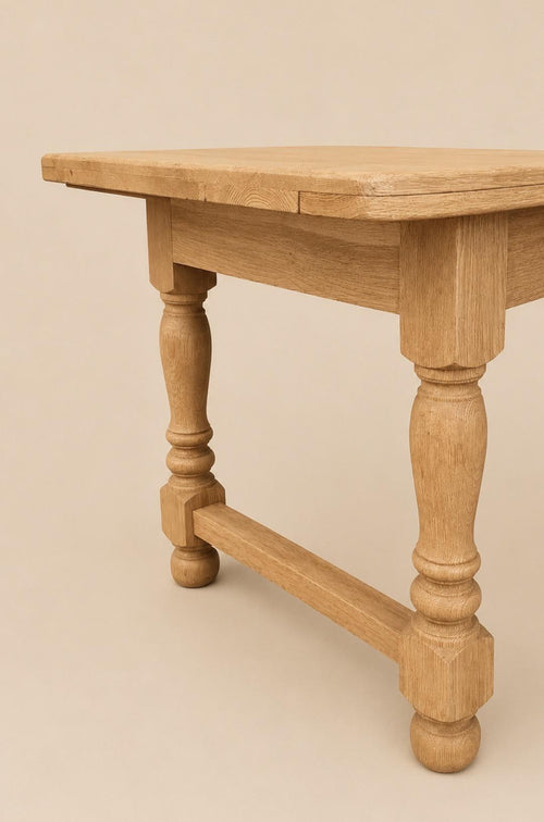French Antique Bleached Oak Farmhouse Dining Table