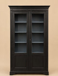 French Antique Black Painted Display Cabinet