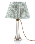 Fermoie Modified Empire Linen Shade in Light Blue Wicker