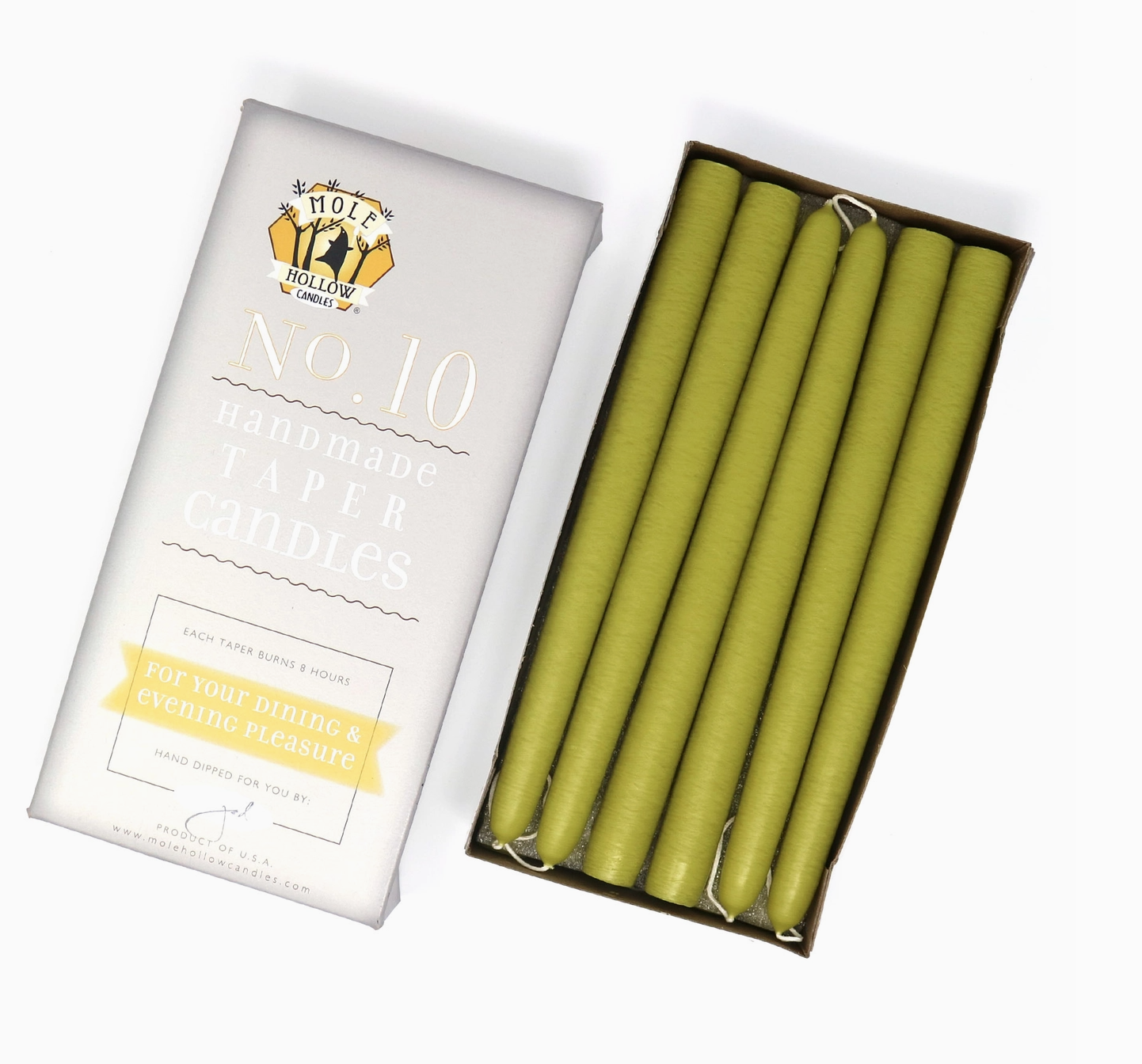 Hand Dipped Unscented Taper Candles