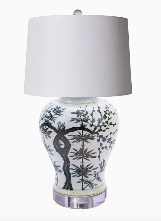 Indigo Twisted Bamboo Jar Table Lamp