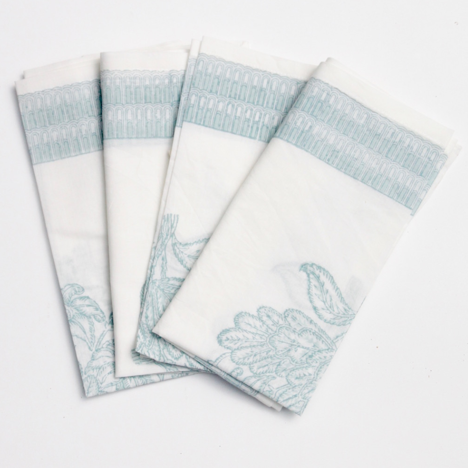 Set of 4 Block Print Dinner Napkins