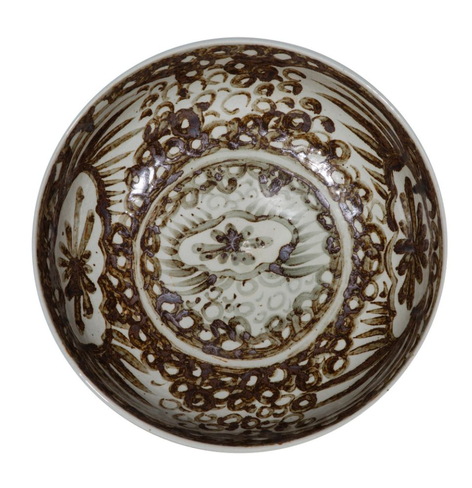 Rusty Brown Sea Flower Serving Bowl