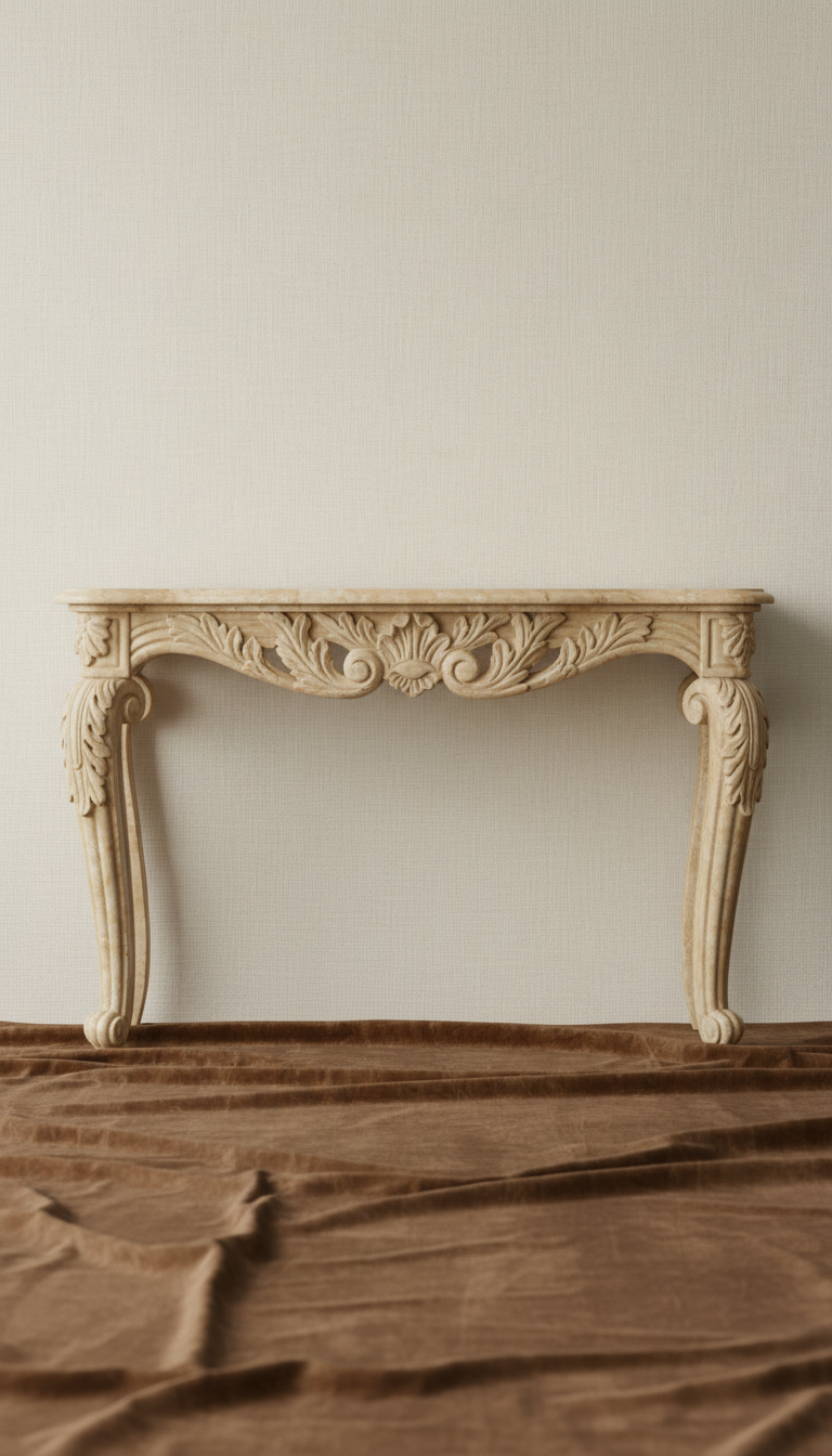 Hand-Carved Marble Console Table