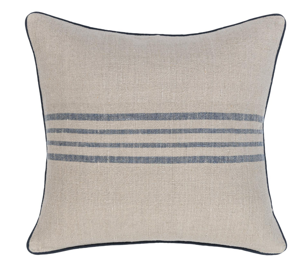 Newport Pillow- Natural/Navy