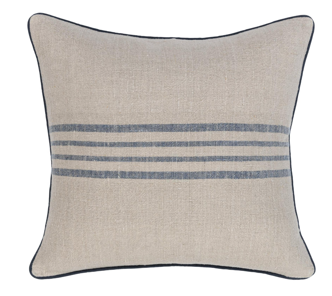 Newport Pillow- Natural/Navy