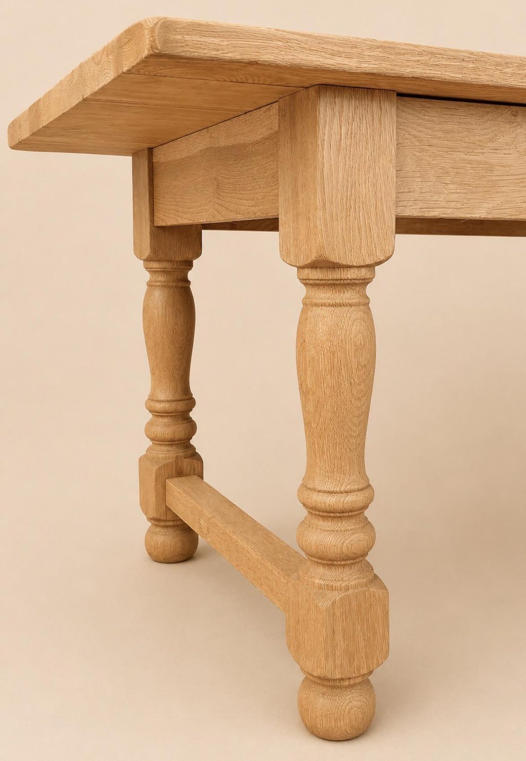 French Antique Bleached Oak Farmhouse Dining Table