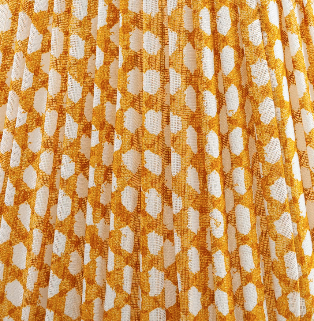 Fermoie Modified Empire Linen Shade in Yellow Wicker