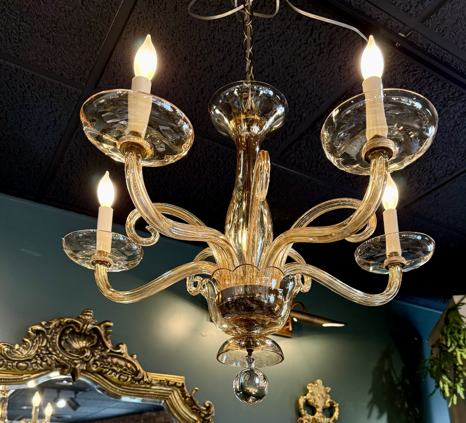 Vintage Amber Murano Glass Chandelier