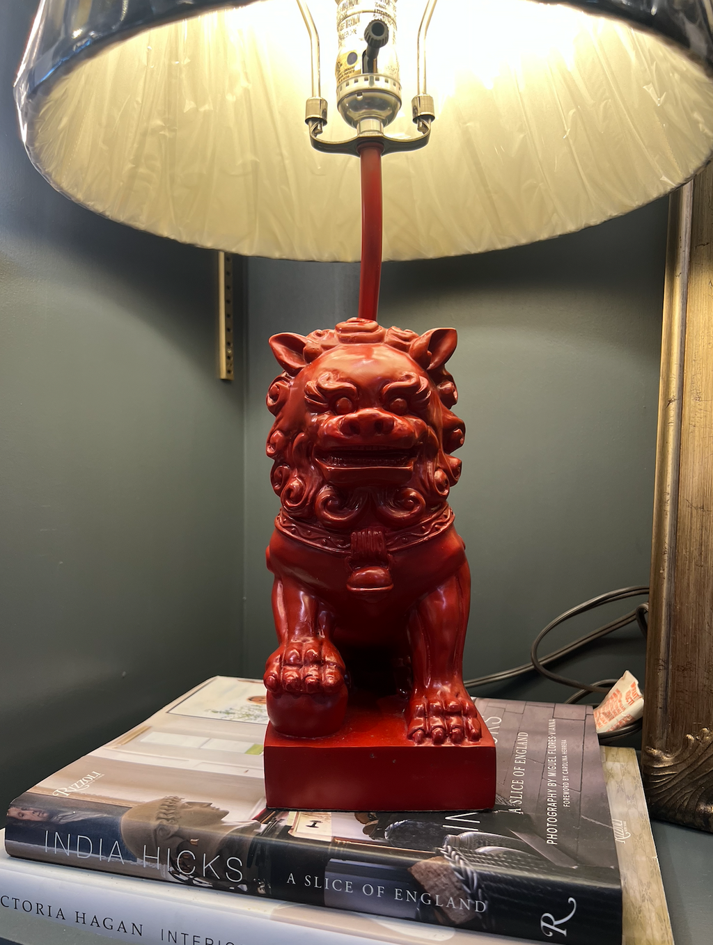 Red Foo Dog Lamp