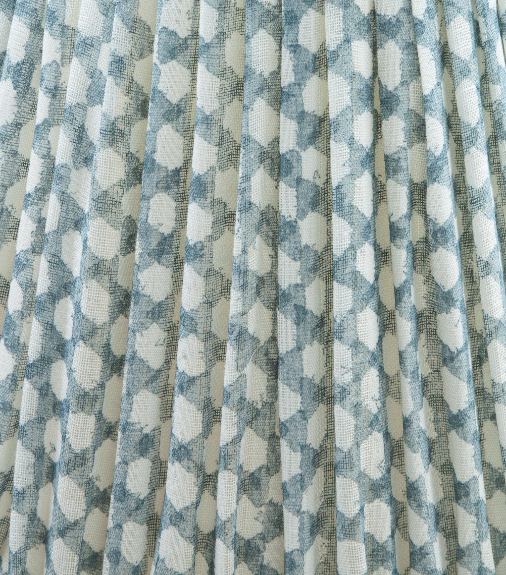 Fermoie Modified Empire Linen Shade in Light Blue Wicker