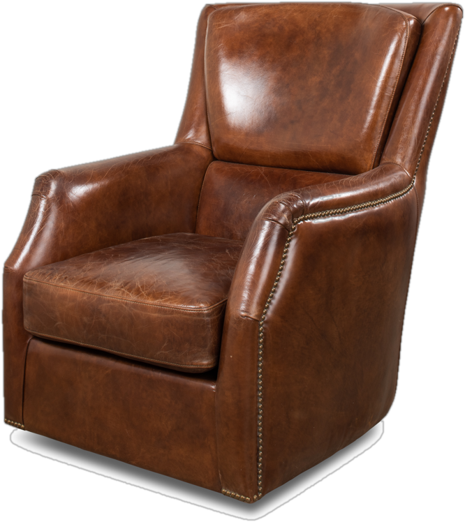 Baker Leather Swivel Club Chair