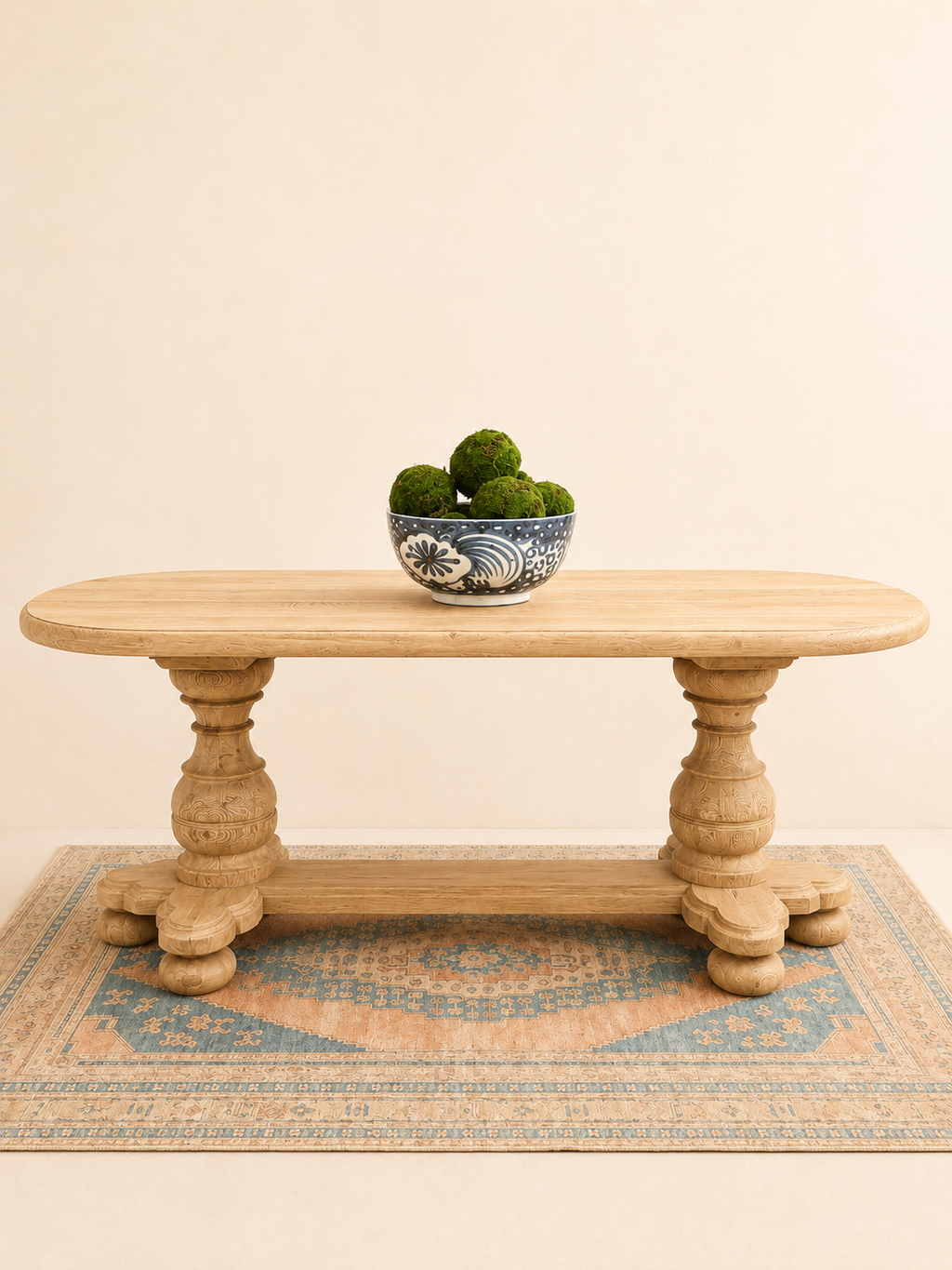 French Antique Bleached Oak Refectory Dining Table