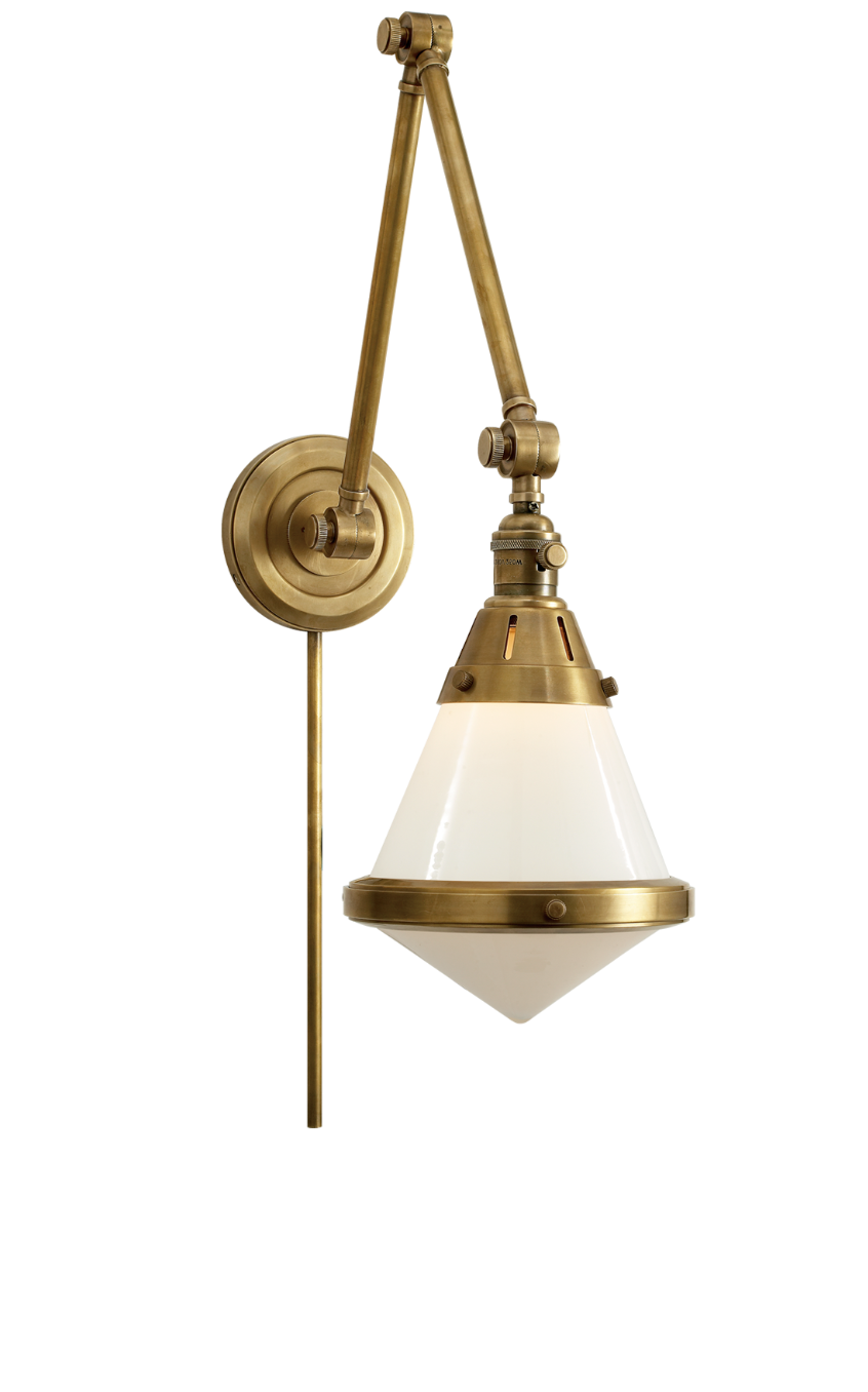 Gale Library Wall Light with White Glass