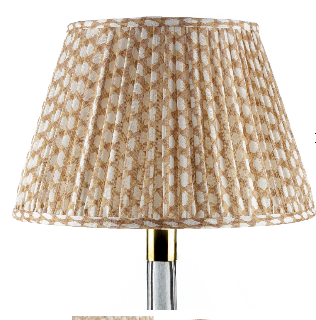 Fermoie Modified Empire Linen Shade in Nut Brown Wicker