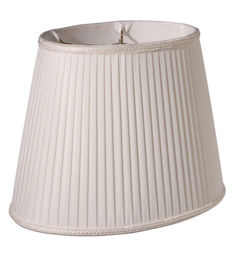 SL85 White Shantung Oval Side Pleat Shade