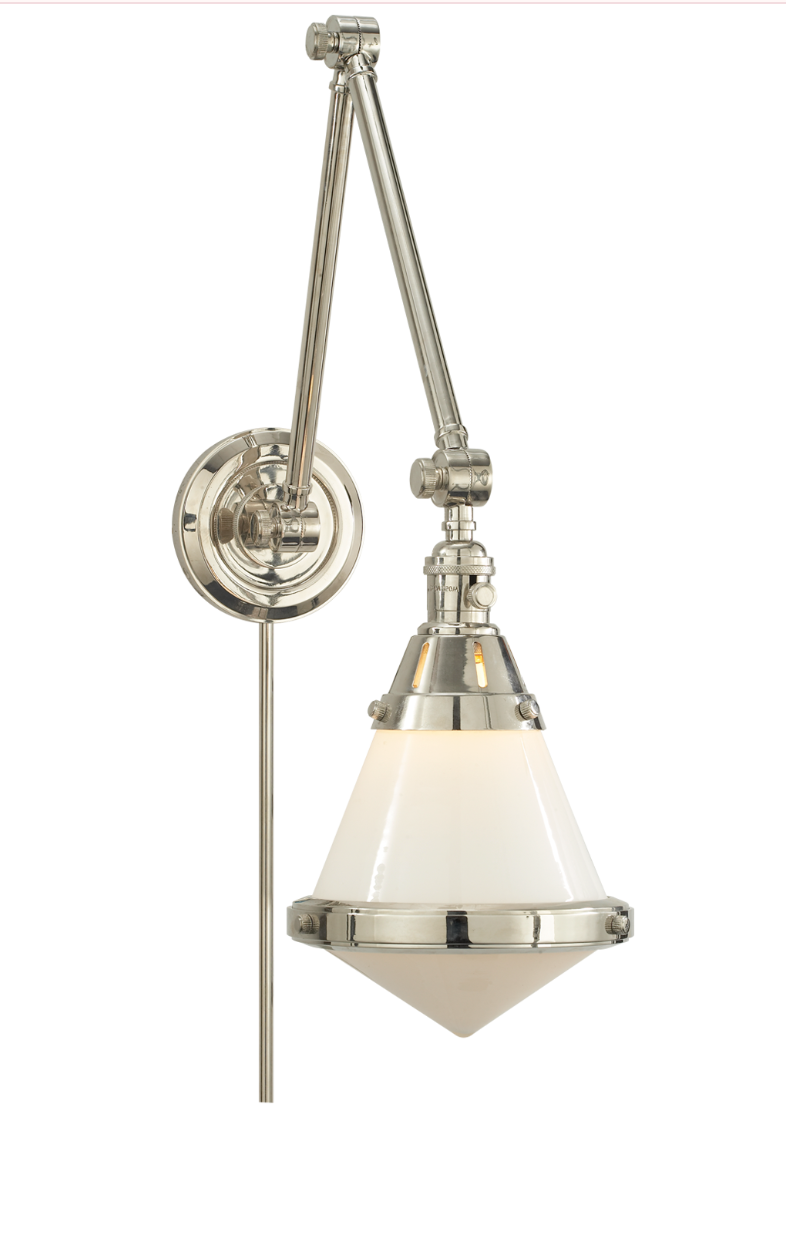 Gale Library Wall Light with White Glass