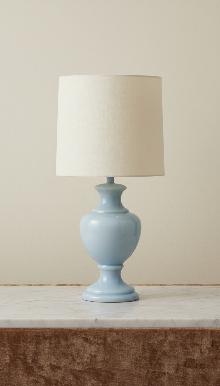 Porcelain Blue Opaline Table Lamp