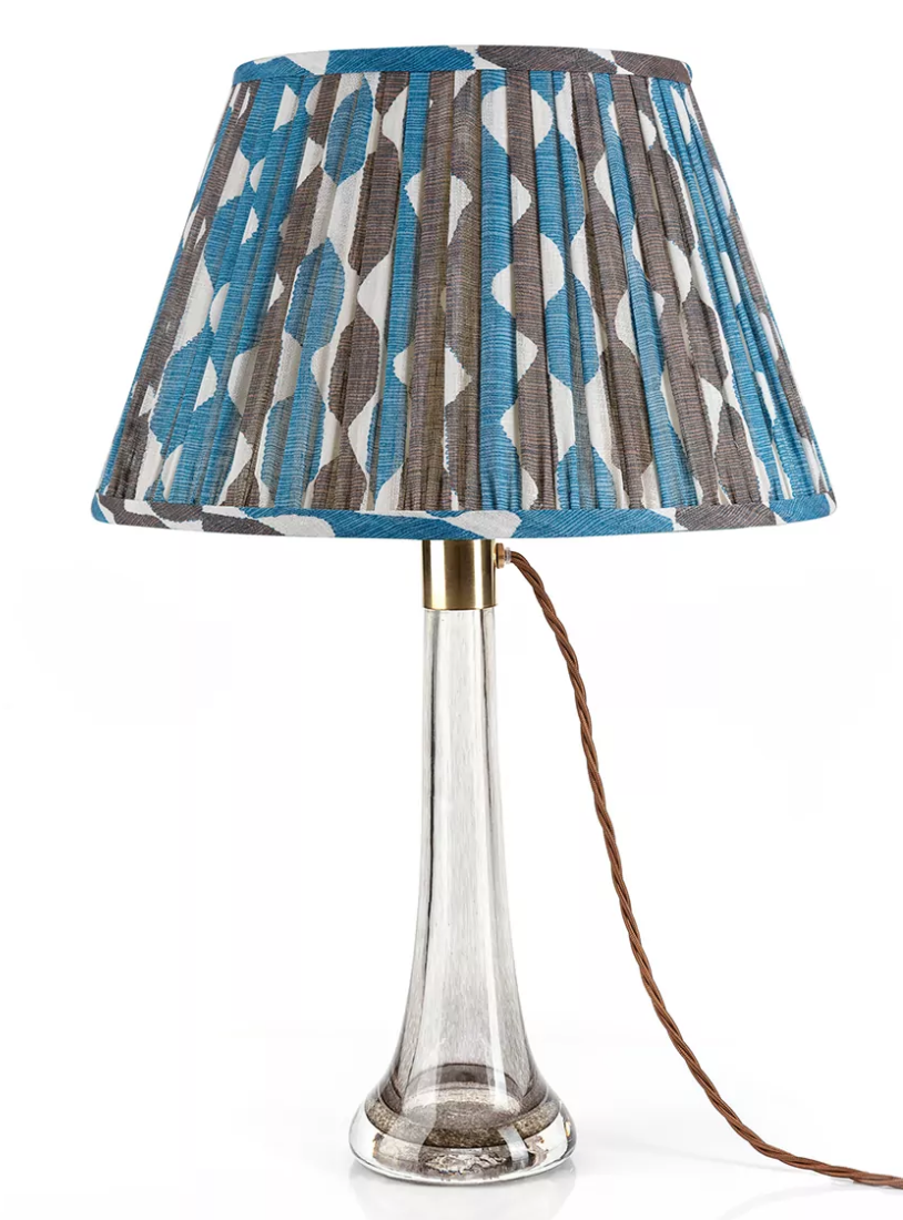 Fermoie Modified Empire Linen Shade in Blue and Neutral Whittle