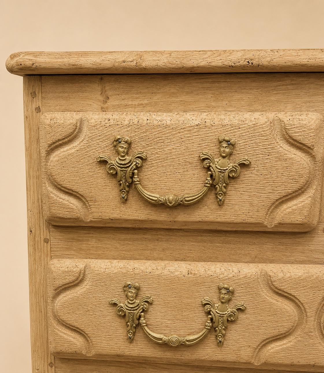 19th Century French Bleached Oak Provincial Commode | Four Drawer Chest