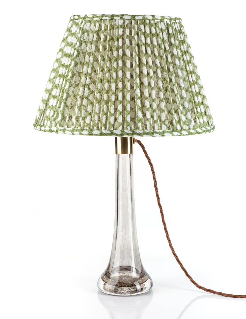 Fermoie Modified Empire Linen Shade in Green Wicker