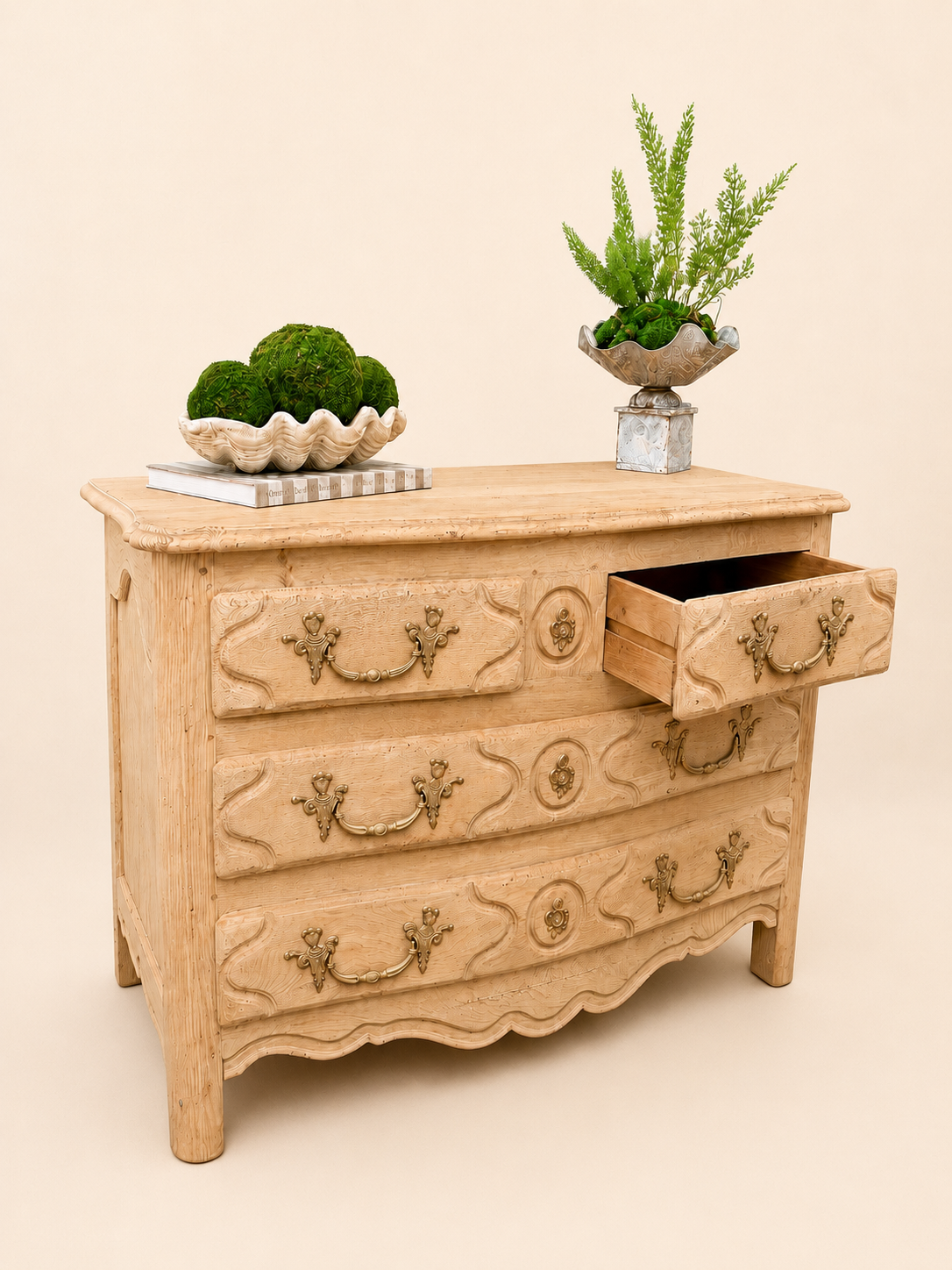 19th Century French Bleached Oak Provincial Commode | Four Drawer Chest