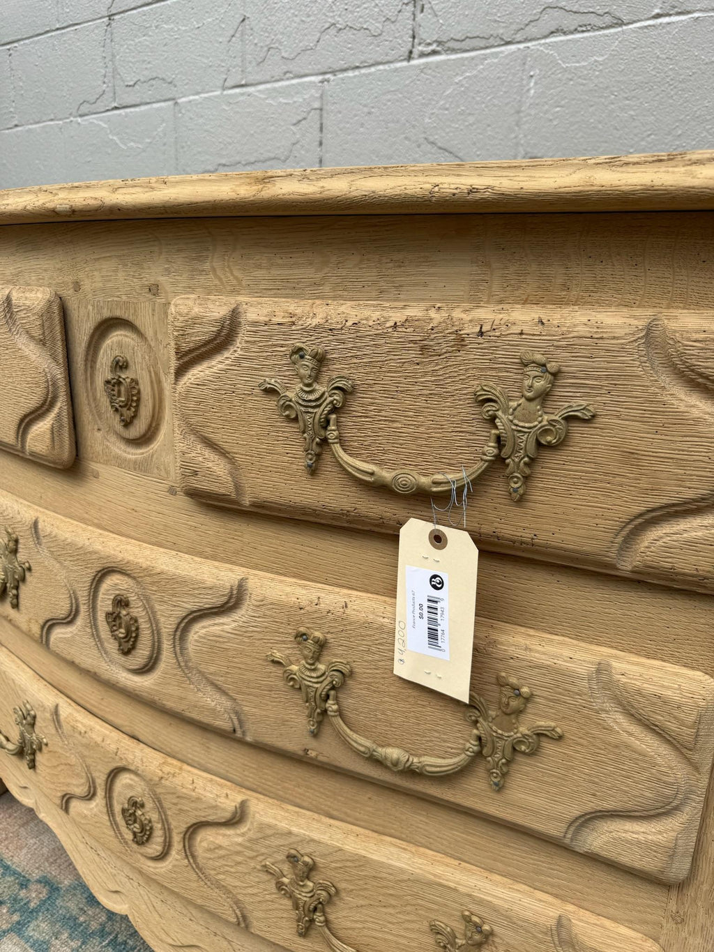 19th Century French Bleached Oak Provincial Commode | Four Drawer Chest