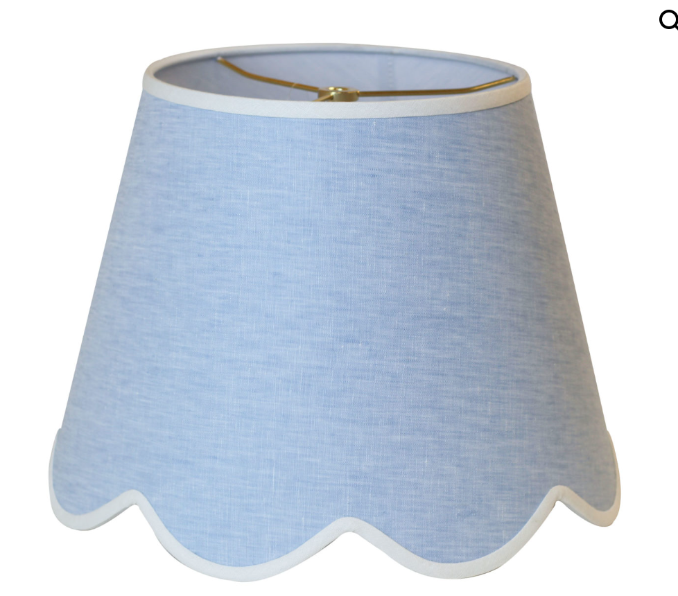 SL234 Blue Chambray with White Trim Linen Scallop Bottom Empire Shade