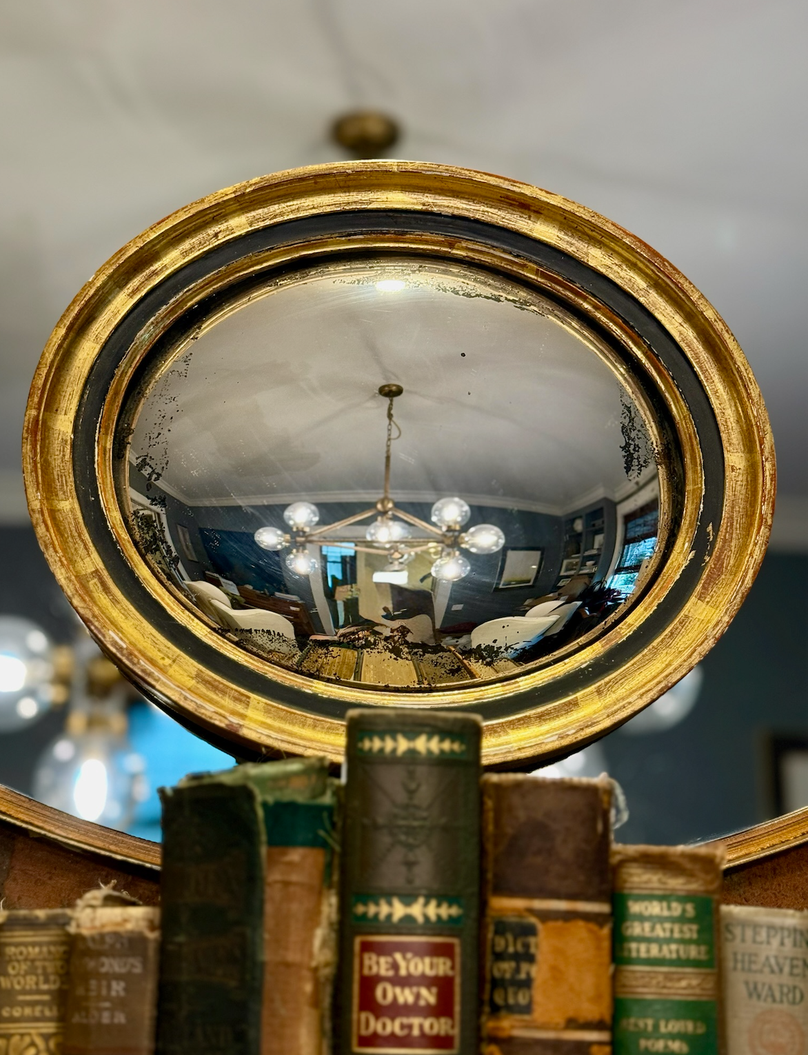 Antique Giltwood Convex Mirror