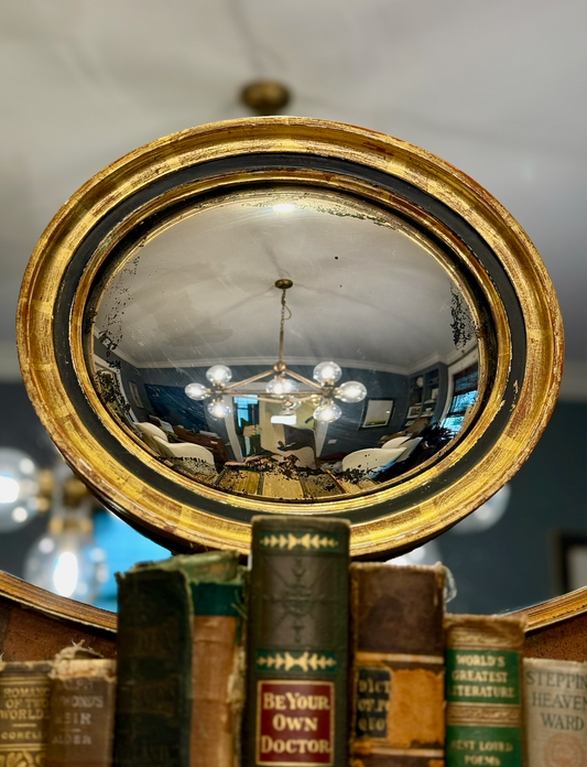 Antique Giltwood Convex Mirror