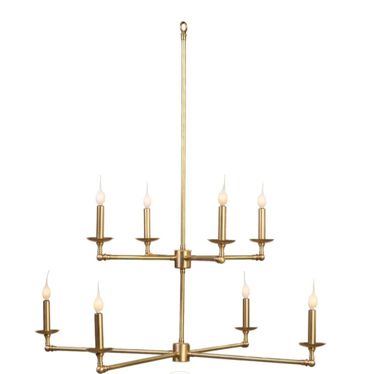 Brass Eight Light Chandelier