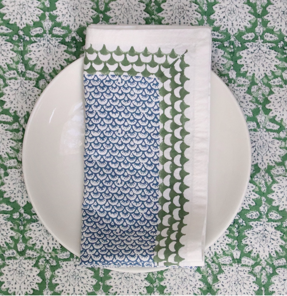 Set of 4 Block Print Dinner Napkins