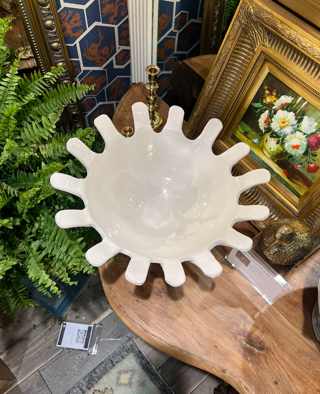 Footed Bowl with Applied Pearls