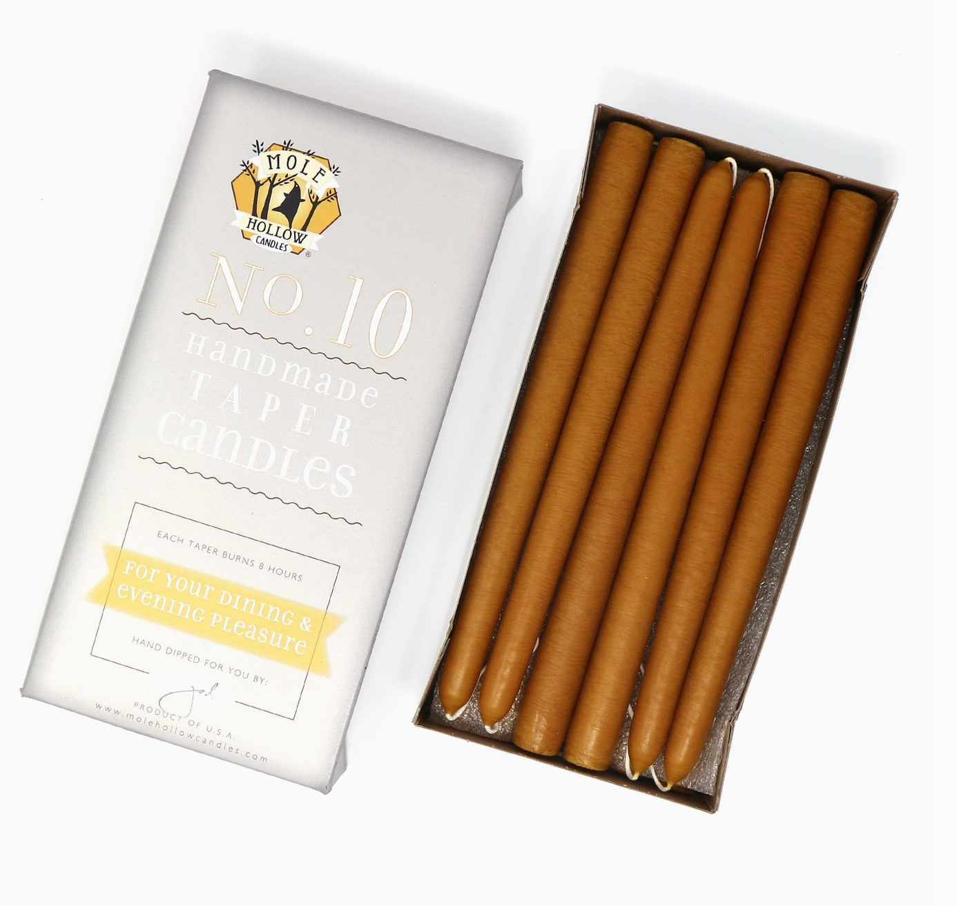 Hand Dipped Unscented Taper Candles