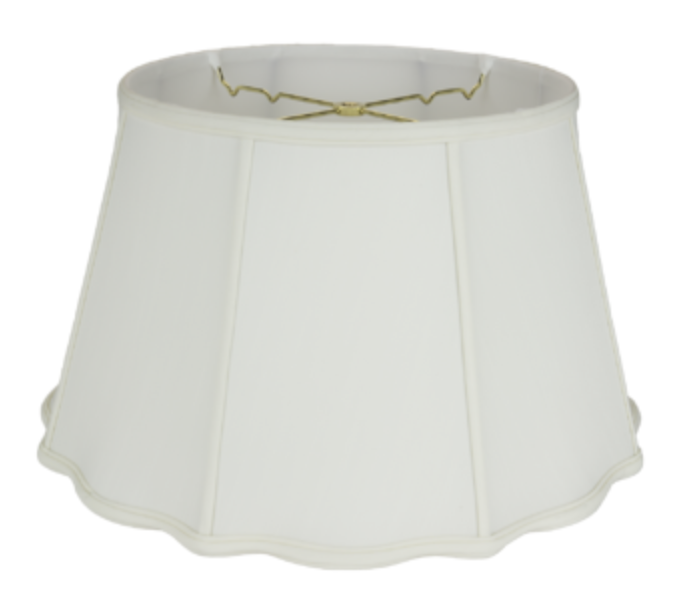 121 White Shantung Fancy Empire Floor Lampshade With Piping