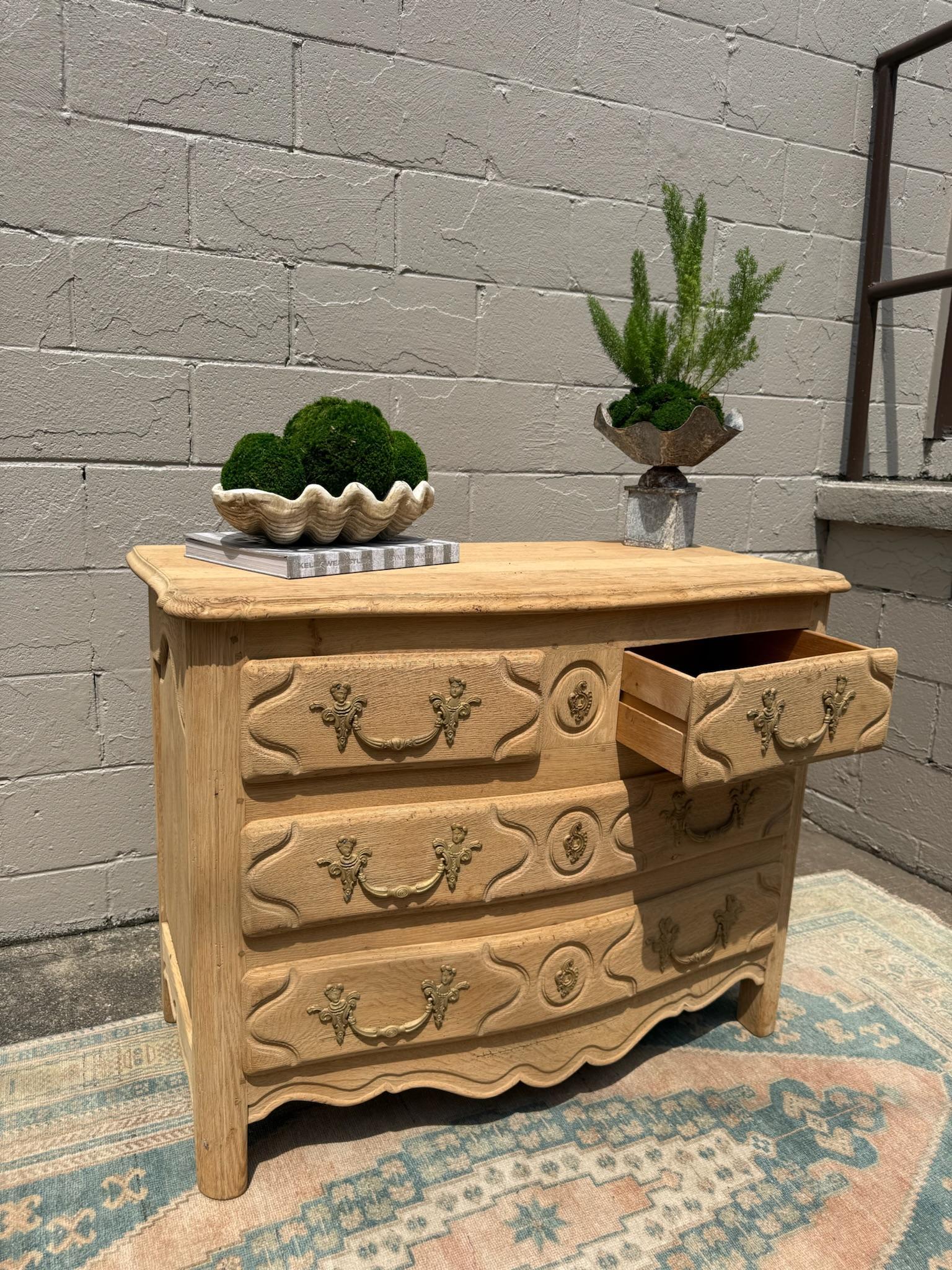19th Century French Bleached Oak Provincial Commode | Four Drawer Chest