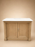 French Antique Oak Washtand Cabinet with Marble-Top