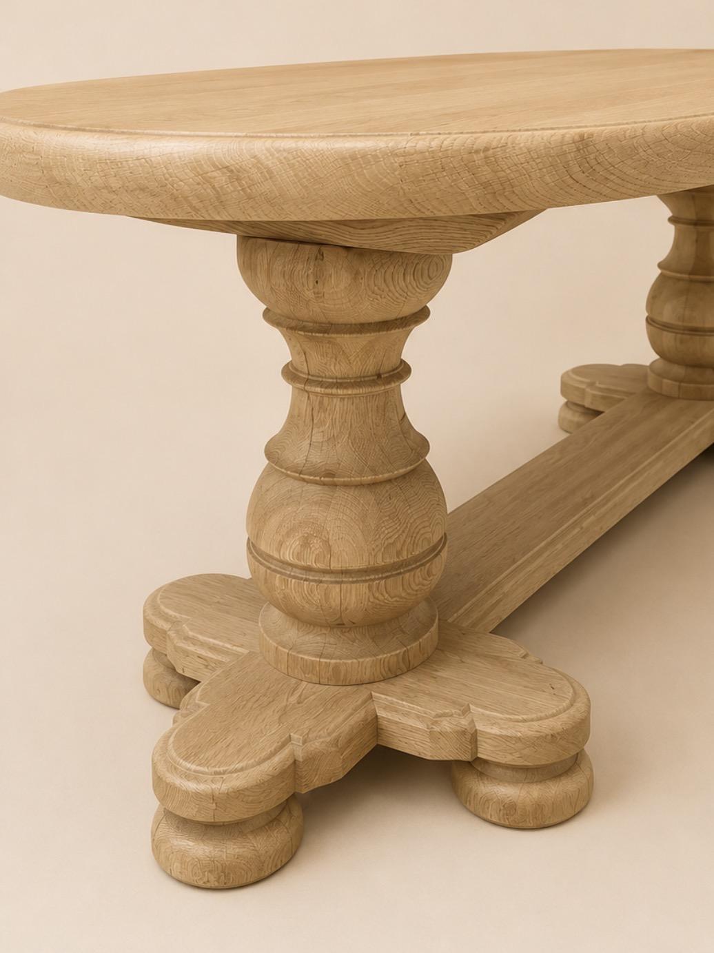 French Antique Bleached Oak Refectory Dining Table