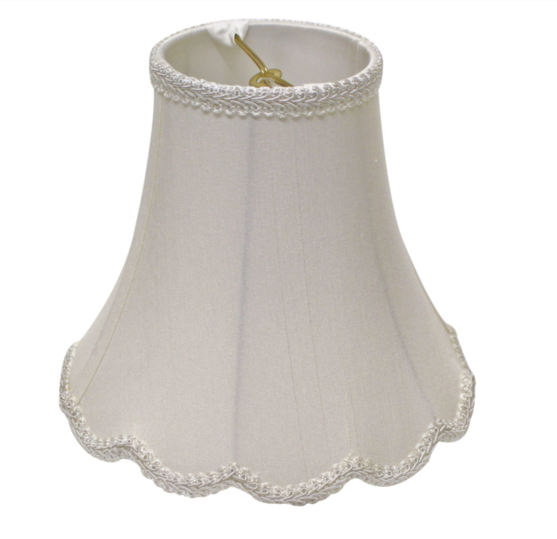 SL47 White Shantung Scallop Bell Shade