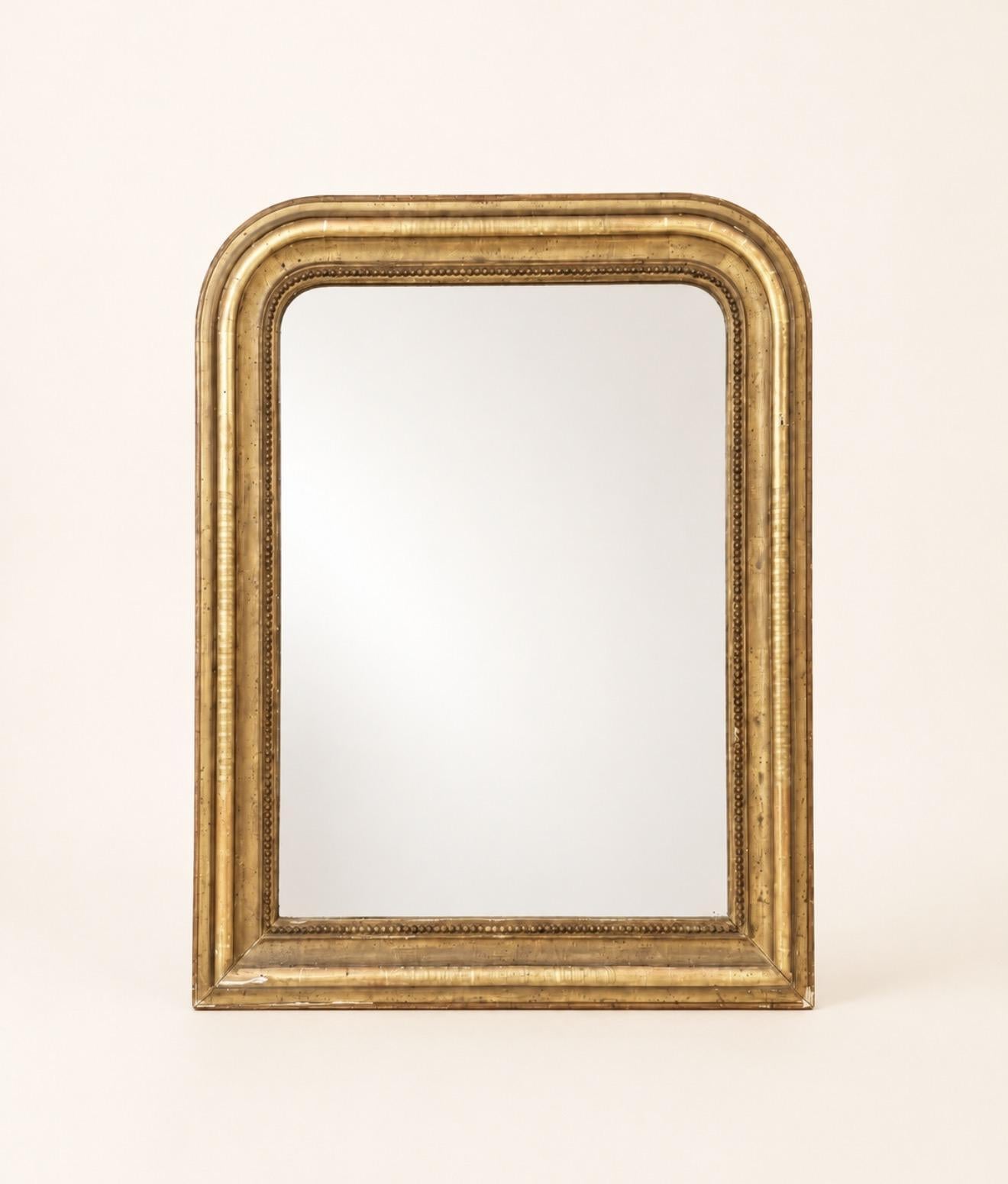 French Antique Gilt Arched Mirror