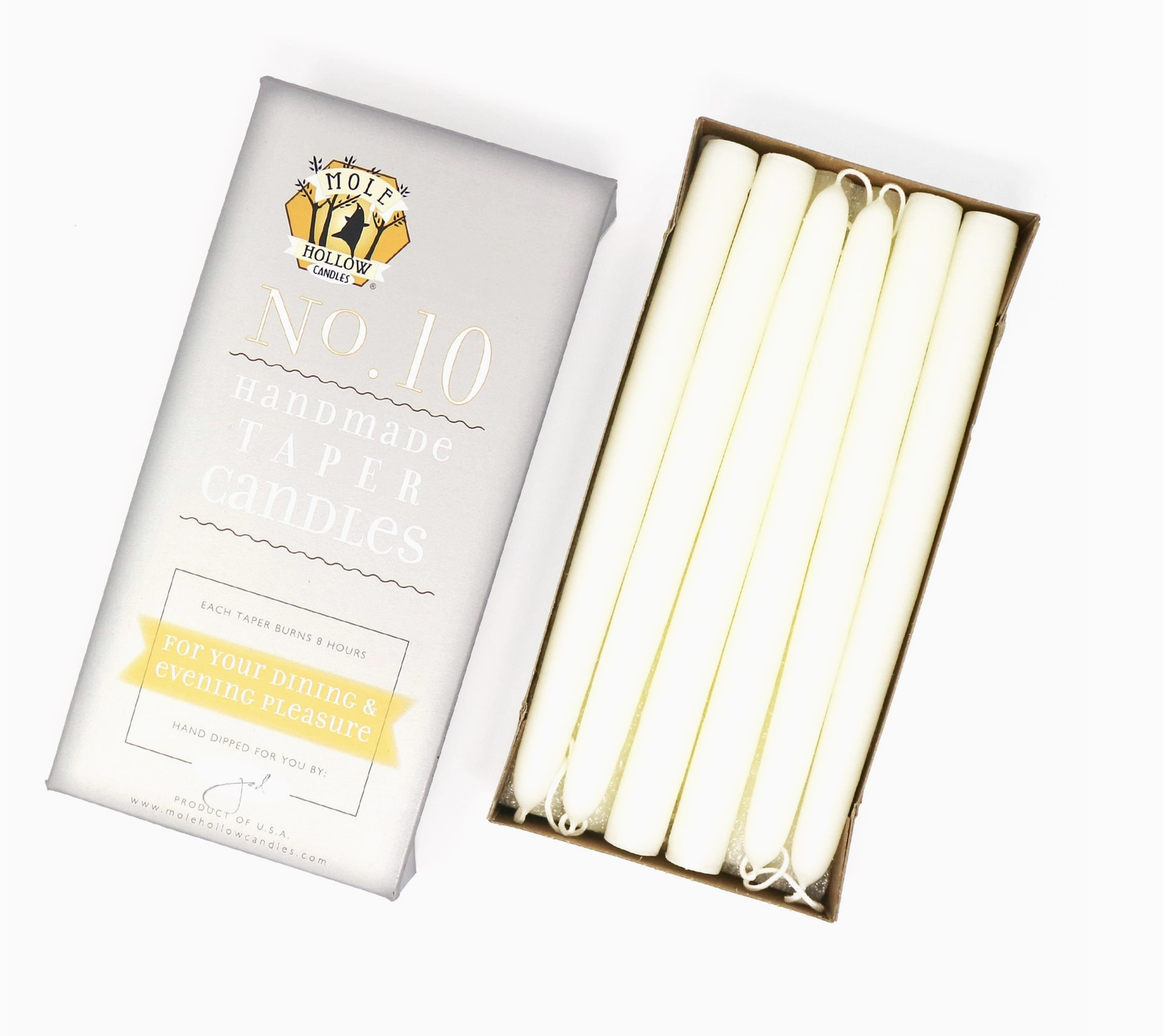 Hand Dipped Unscented Taper Candles