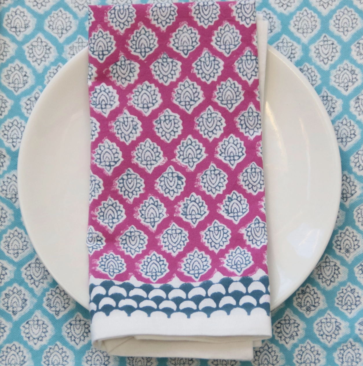 Set of 4 Block Print Dinner Napkins