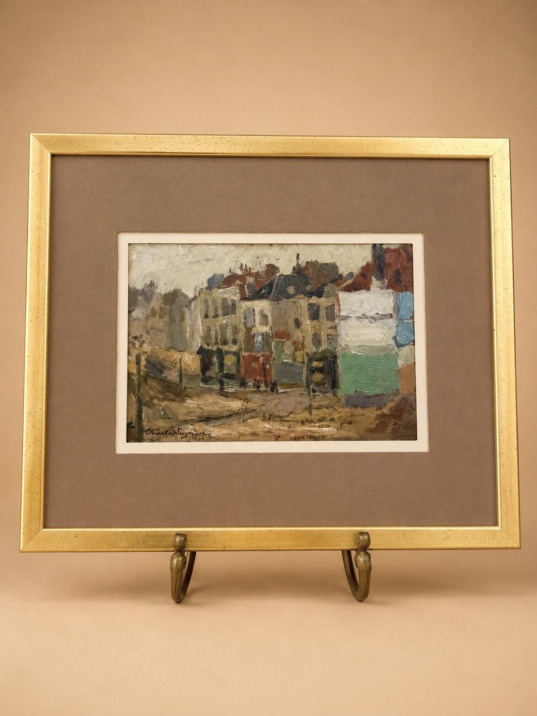 French Antique Impressionist Cityscape Painting