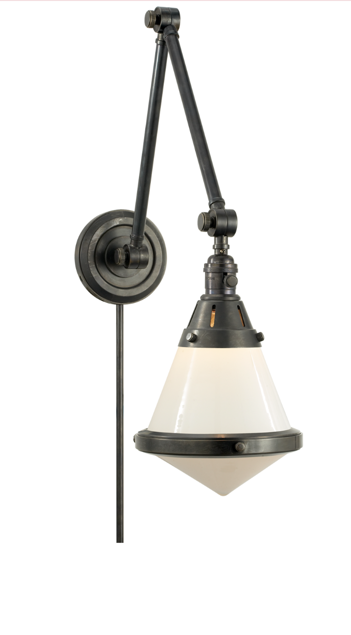 Gale Library Wall Light with White Glass